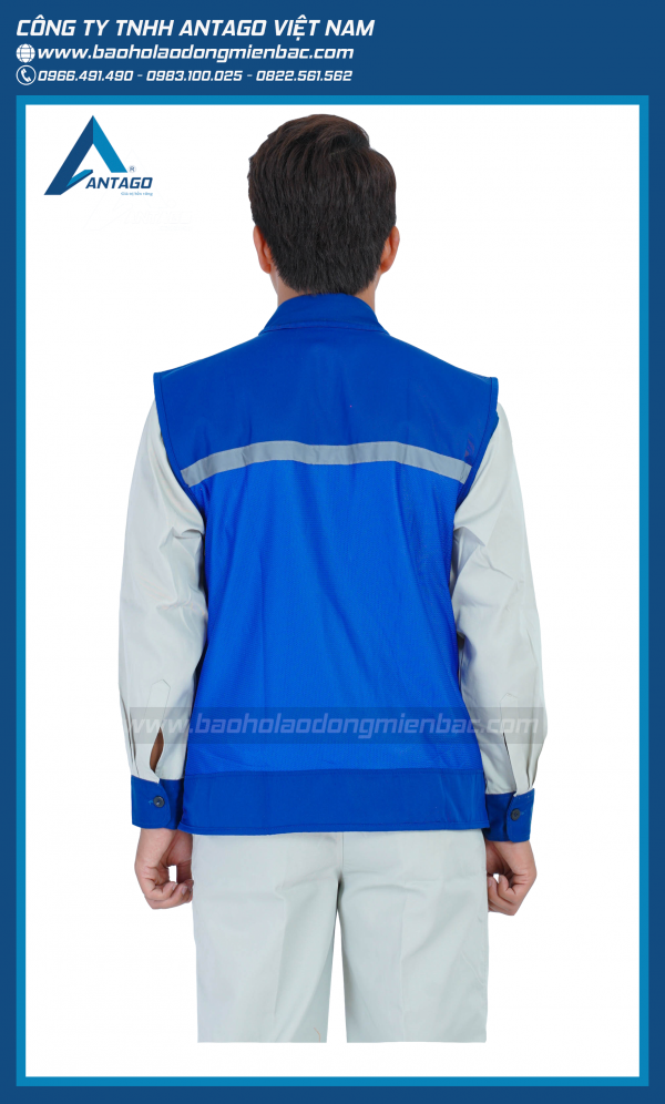 Áo-ghile-xanh-dương-sau Áo Ghile Lưới Phản Quang Xanh